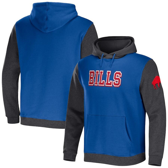 Buffalo Bills x Darius Rucker Collection Royal/Heather Charcoal Colorblock Pullover Hoodie